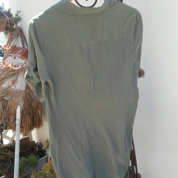SOLD! Do Not Buy!😵💢Army Green Silk Dress - Picture 4 of 5