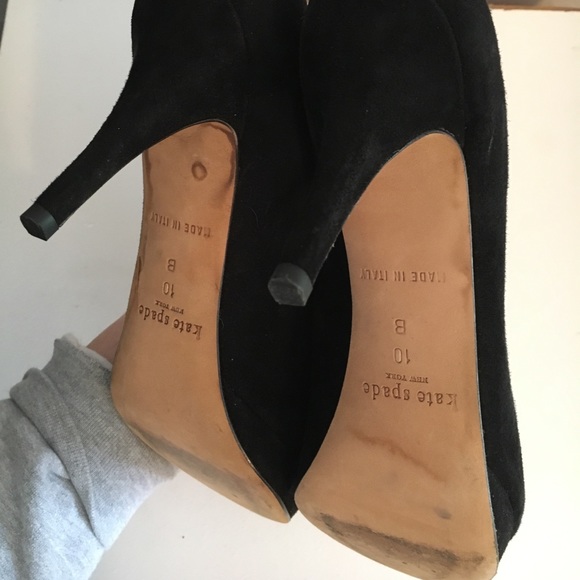 Kate Spade black suede peep toe heels pumps  10 - Picture 3 of 4