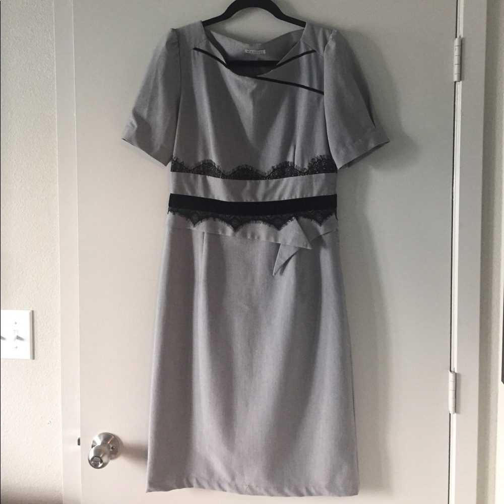 Mikarose grey with black lace dress - size 10