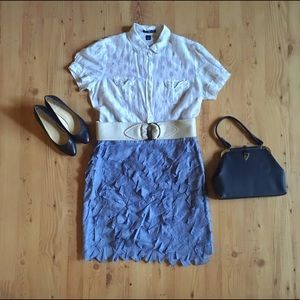 Scalloped baby blue pencil skirt