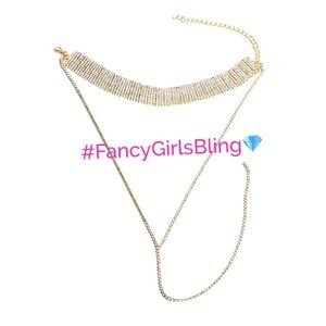 New Gold 💎 rhinestone body choker chain