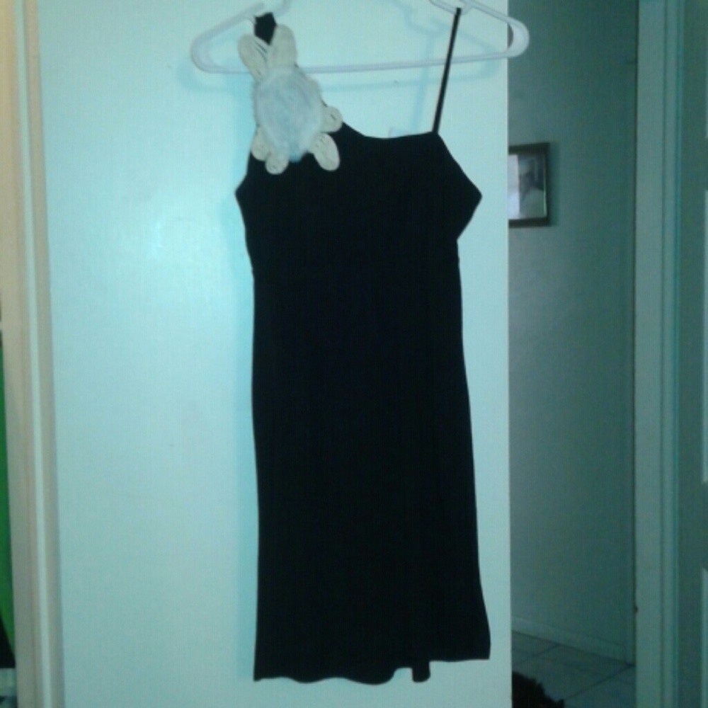 SALE! Vintage Debbie Miller black w/ white flower dress