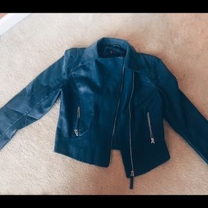 Blue faux leather jacket