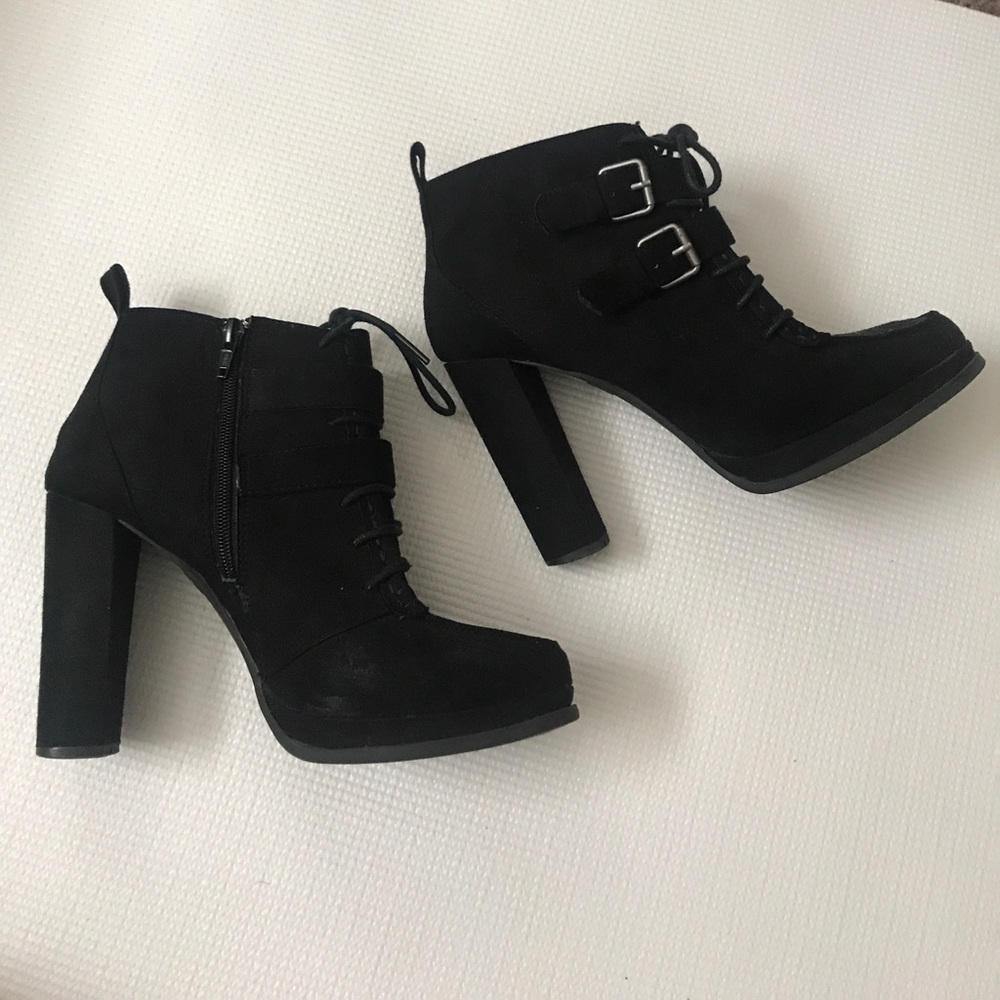 Black Lace-Up Booties