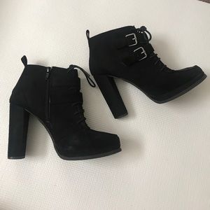 Black Lace-Up Booties