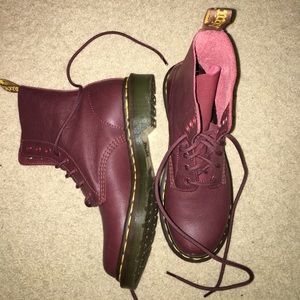 doc martens maroon lace boots