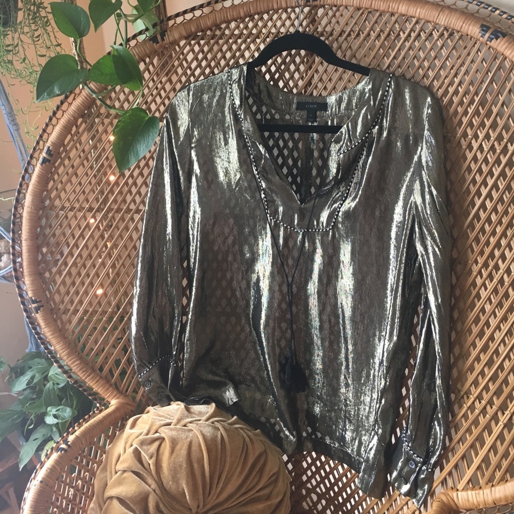 J. Crew Sheer Metallic Top