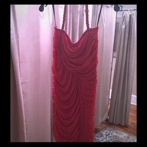 Bebe orange red halter dress