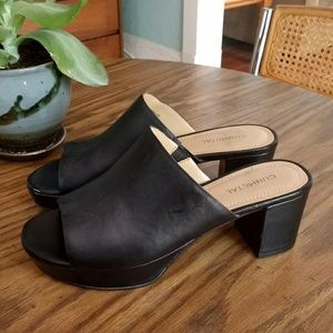 Gunmetal Platform Heels, Leather Upper