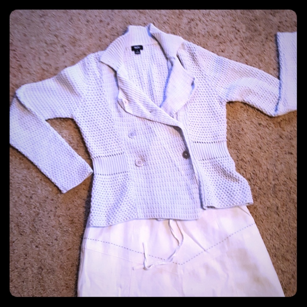 Mossimo Ladies loose weave pale blue/grey cardigan