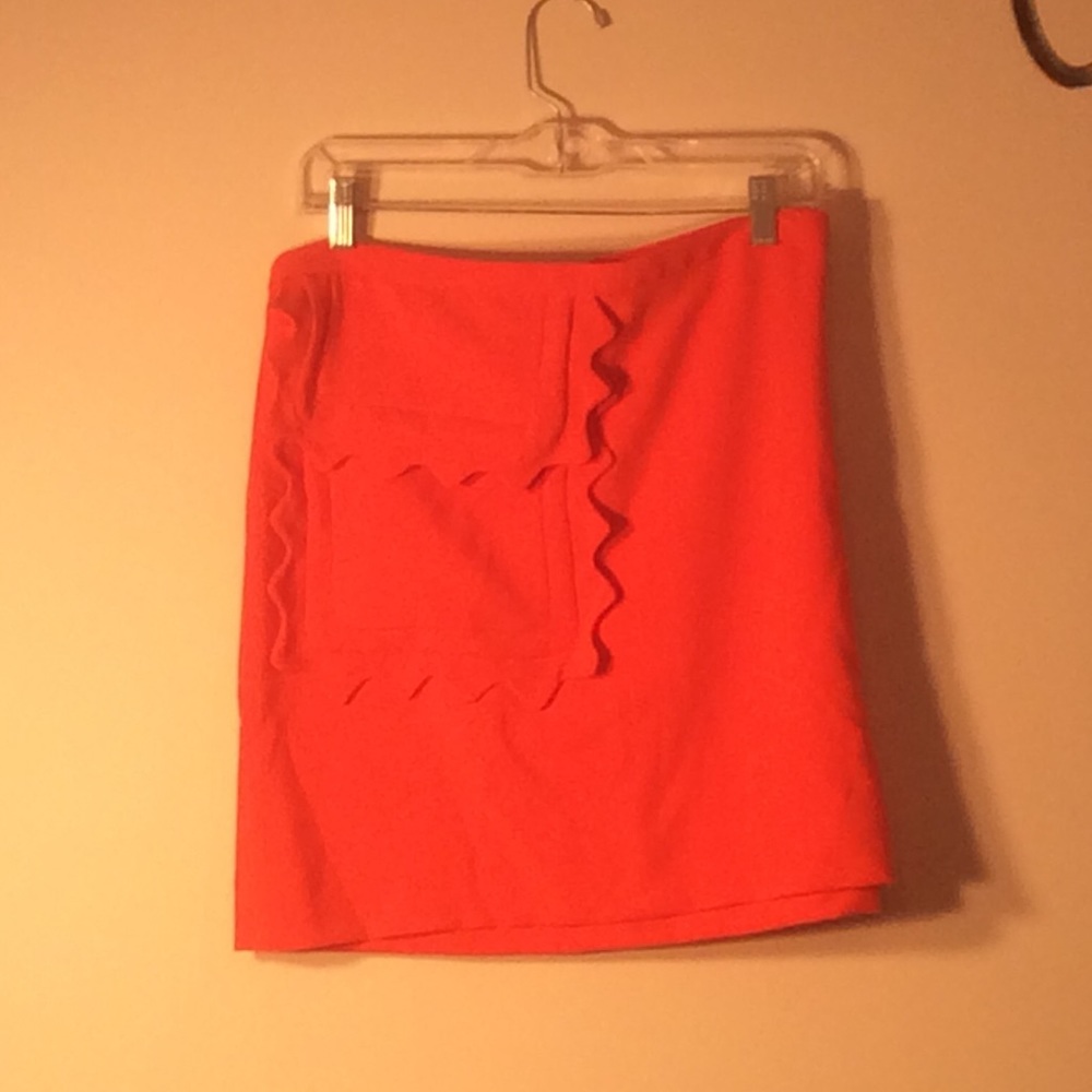 Victoria Beckham Orange Skirt w/ Scalloped Pocket