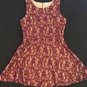 Lace Red and Cream Skater Dress