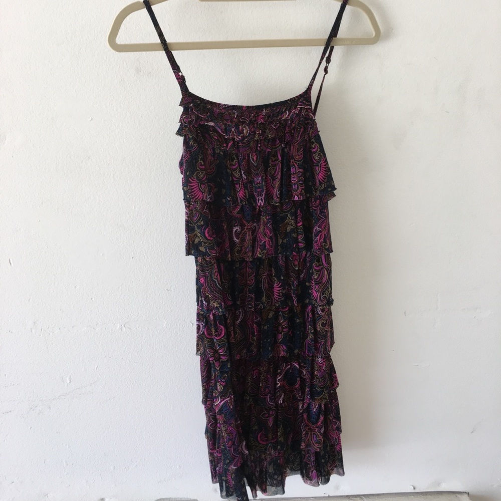 Express tiered paisley print dress