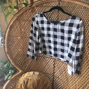 American Apparel Gingham 3/4 Top NWT
