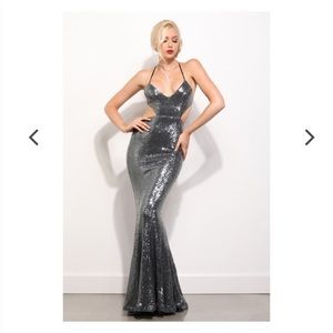 New with tags!! Gray sequin gown (prom/homecoming)