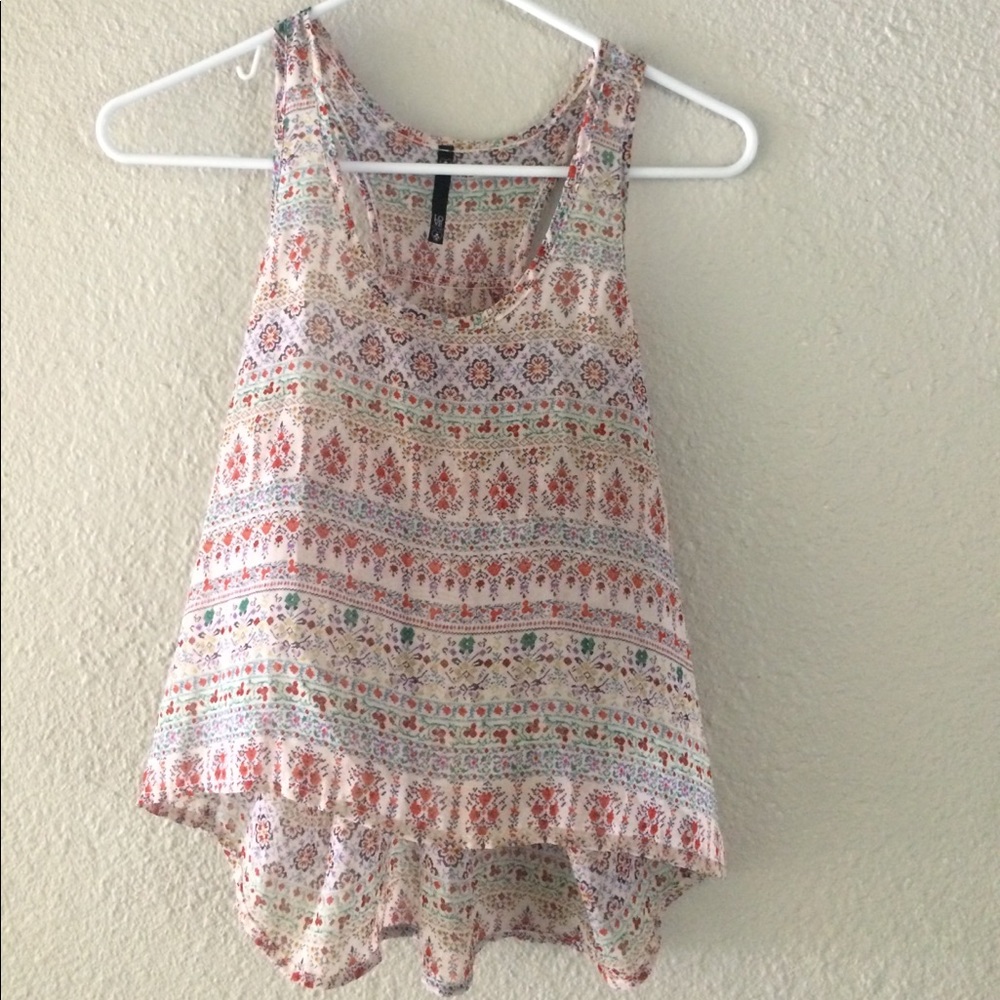 sheer print racer bank tank