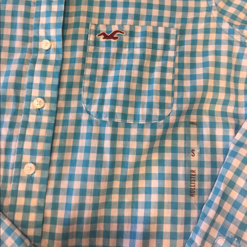 NWOT Hollister Blue Checkered shirt - Picture 2 of 4