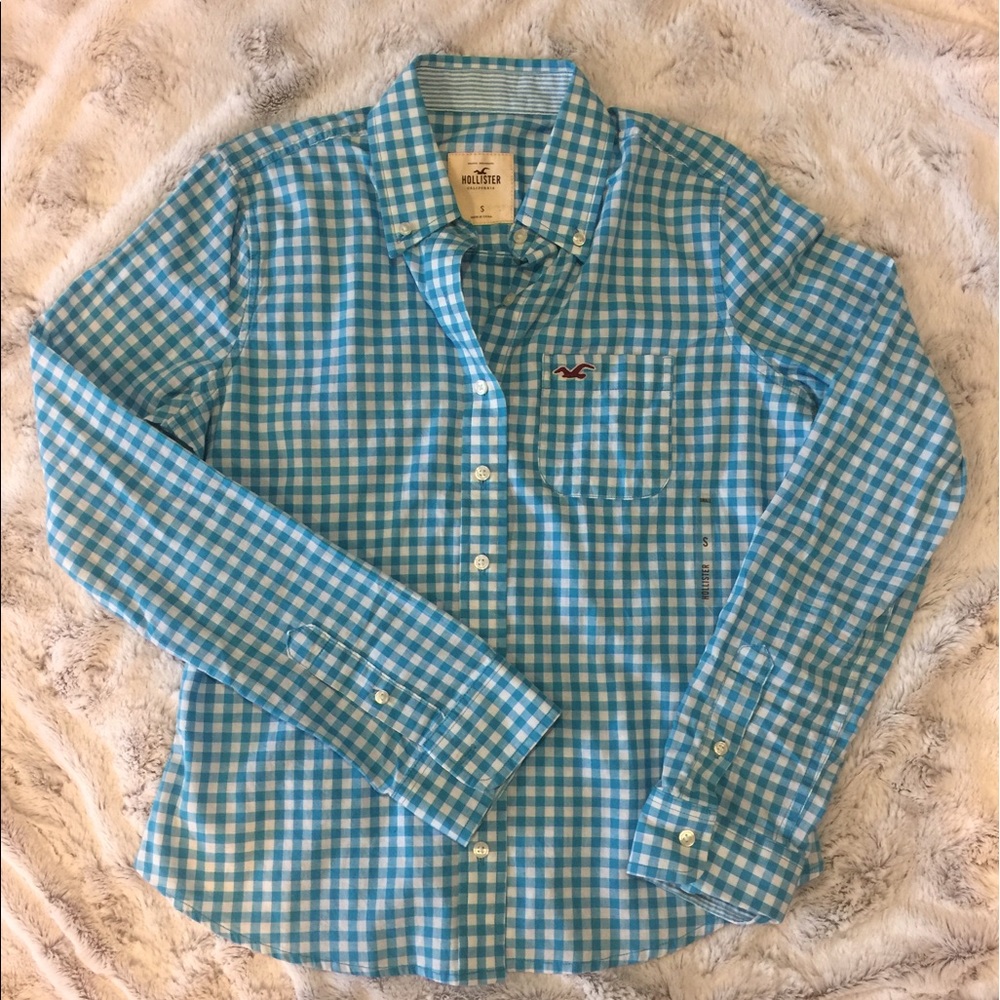 NWOT Hollister Blue Checkered shirt - Picture 3 of 4