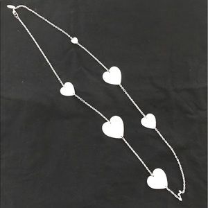 Silver heart long necklace