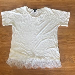 J. Crew White T Lace Detailing