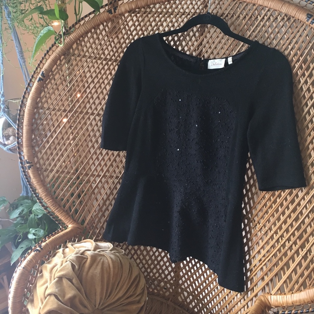 Deletta Peplum Short Sleeve Sweater