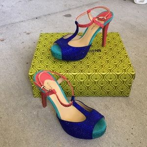 NWT Gianni Bini Colorblock Rhinestone Heels