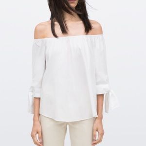 Zara White off the shoulder blouse. Zara White off the shoulder blouse.