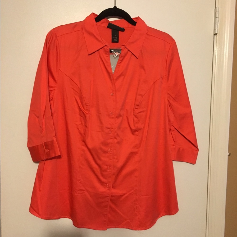 Lane Bryant Orange Button Up Blouse - NWT -Size 16