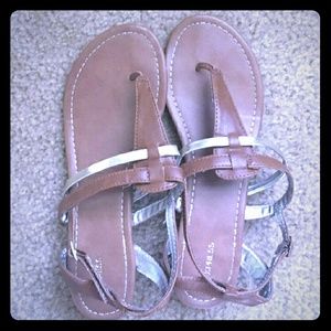 Express Taupe & Gold platform sandals