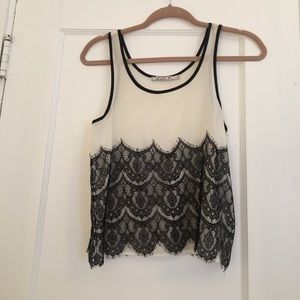 Designer Sheer Lace Black and White Top