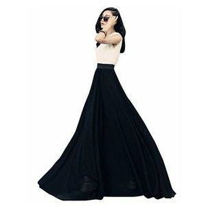 Black Chiffon Maxi Skirt