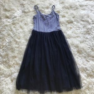 Navy Tulle Bottom Dress, Navy and White Stripe top