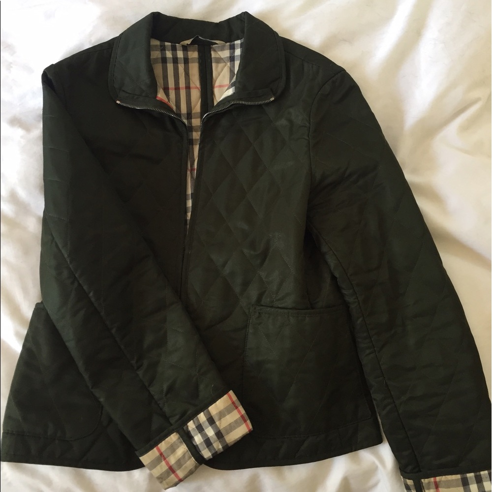 Burberry dark green quilted jacket