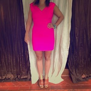 Hot pink body con cocktail dress