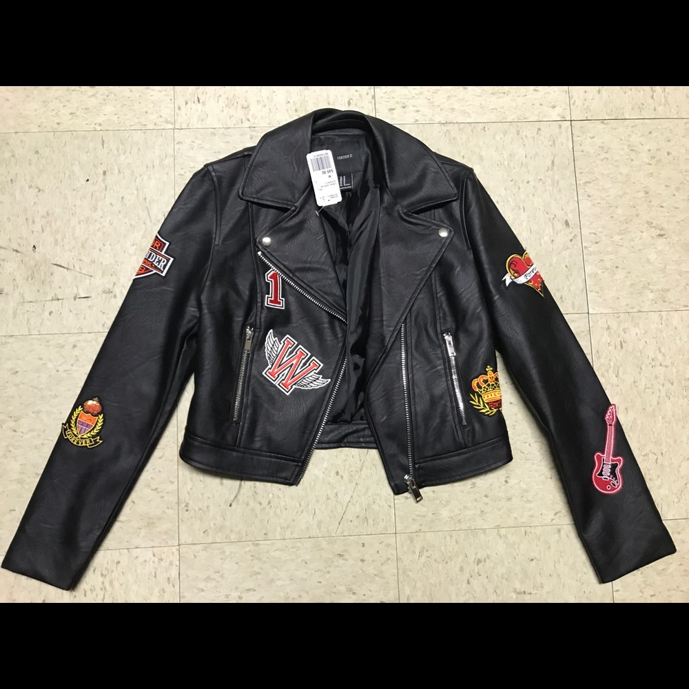 Patched Leather Jacket