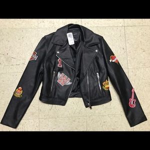 Patched Leather Jacket