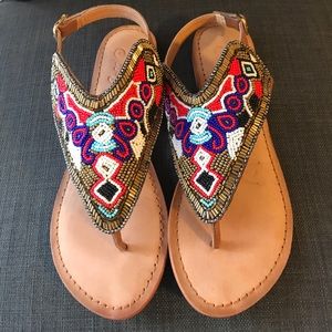 Cute beaded sandals. Worn once, great condition