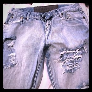 One teaspoon blue Jean pants destroyed denim