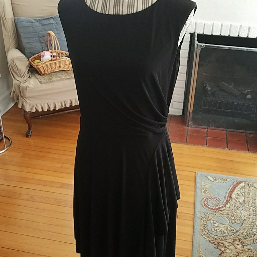 Pretty Black Asymmetrical Lace Back Dress as 12