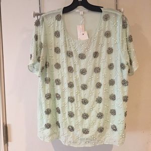 Piperlime Jeweled Chiffon Top