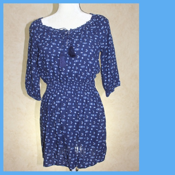 SALE! Blue Geometric Design Dress - Picture 2 of 4