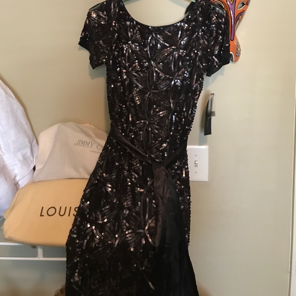 Aidan Mattox metallic br. sequin dress new w tags