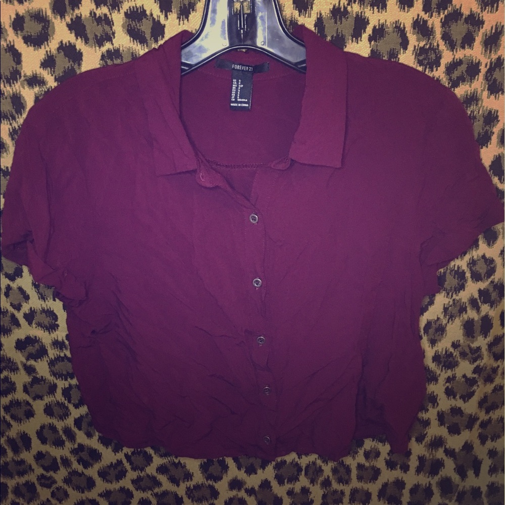 FLASH SALE till 11am Eggplant Button Down Crop top