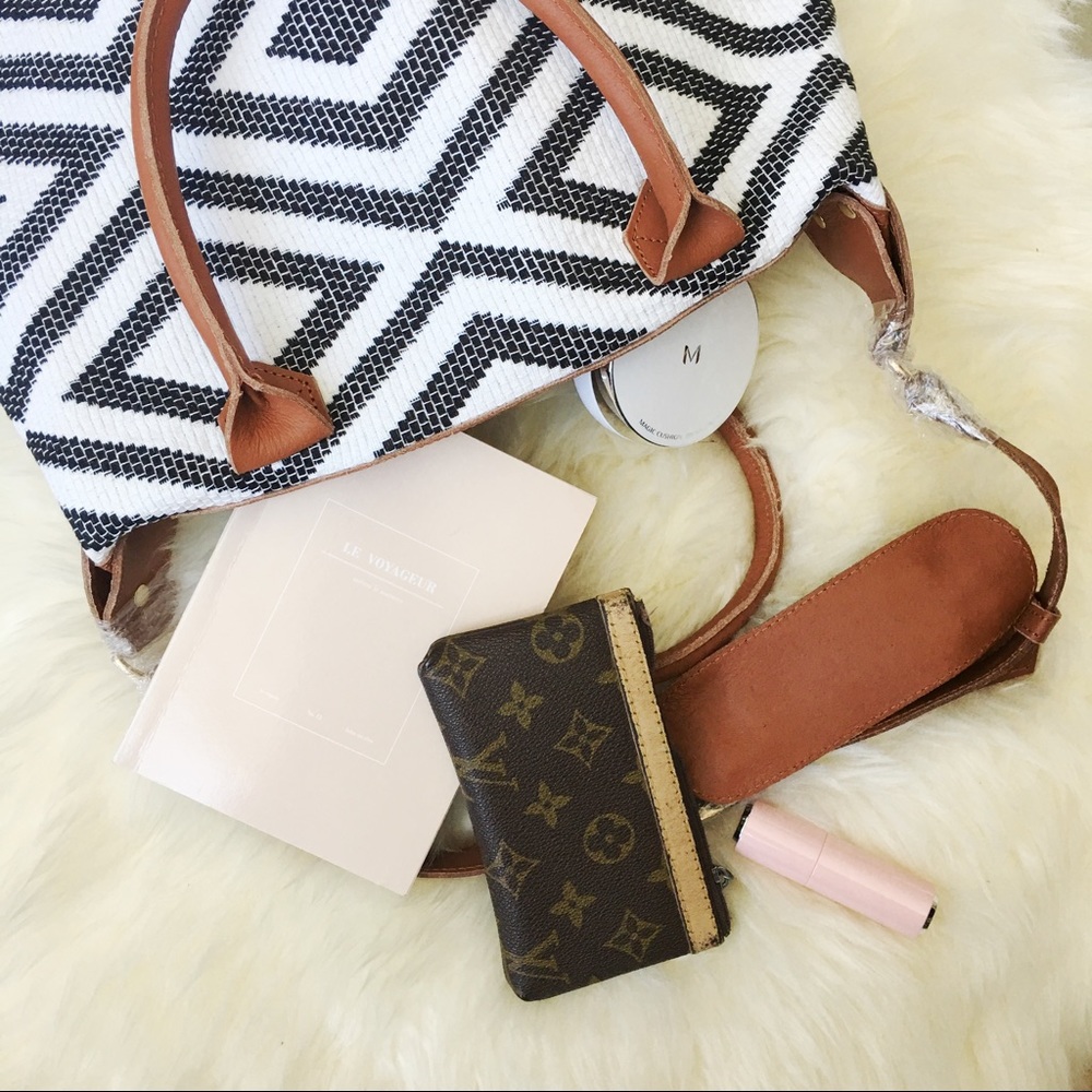 Woven Carryall Bag w/ Leather Straps