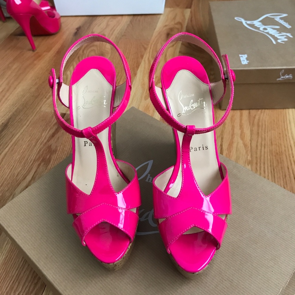 Louboutin Marina Liege 140 Patent calf/cork lucido