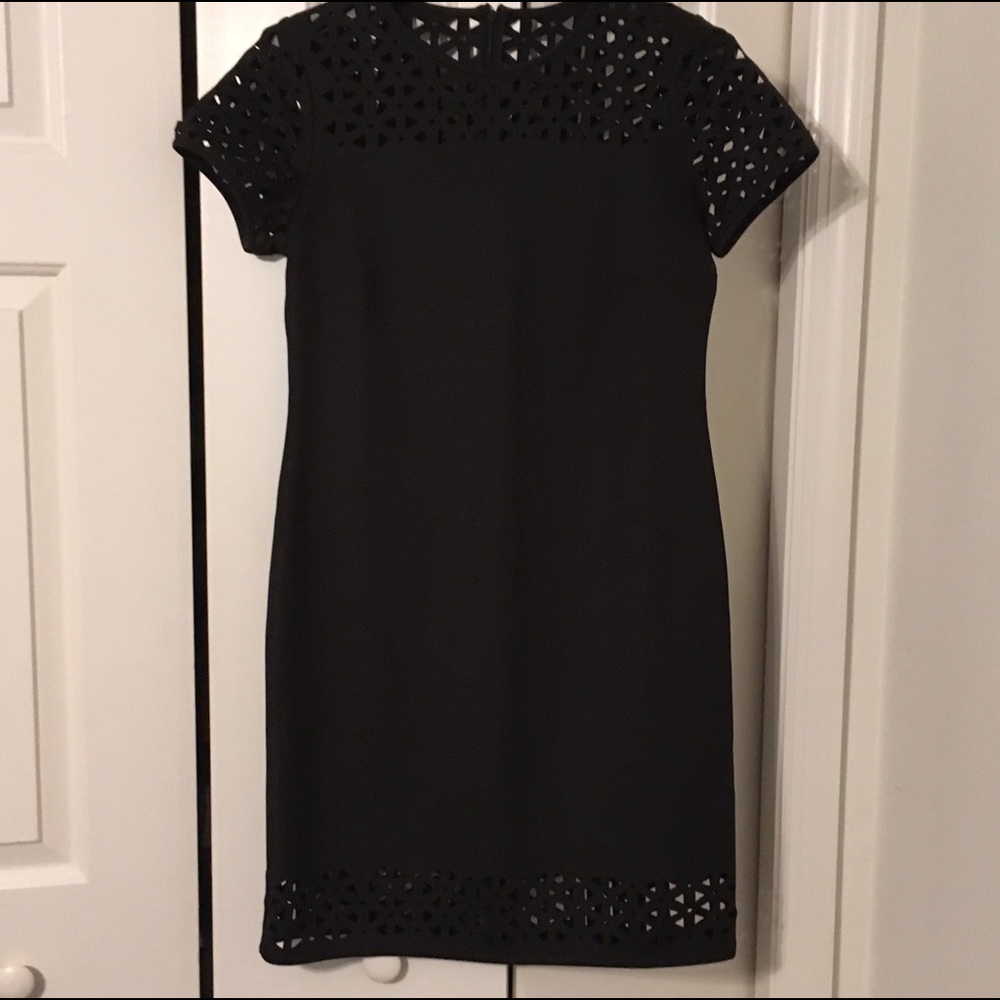 Black Short Sleeve Dress with Cut Outs