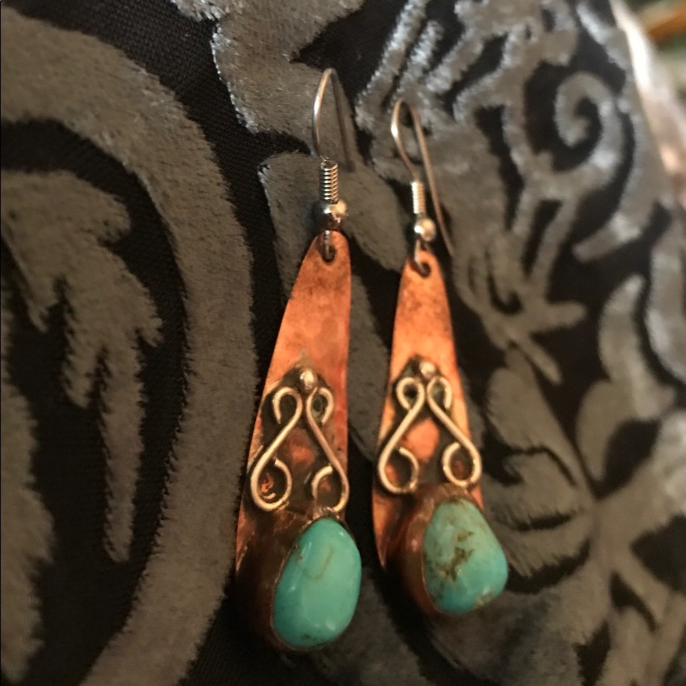 Copper, sterling silver, turquoise