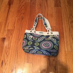 Spartina449 blue floral shoulder purse