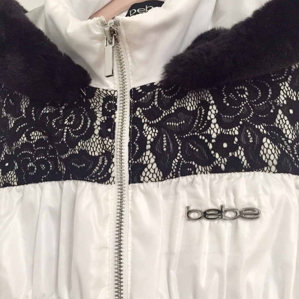 Bebe Puffer Vest with fur trimmed hood