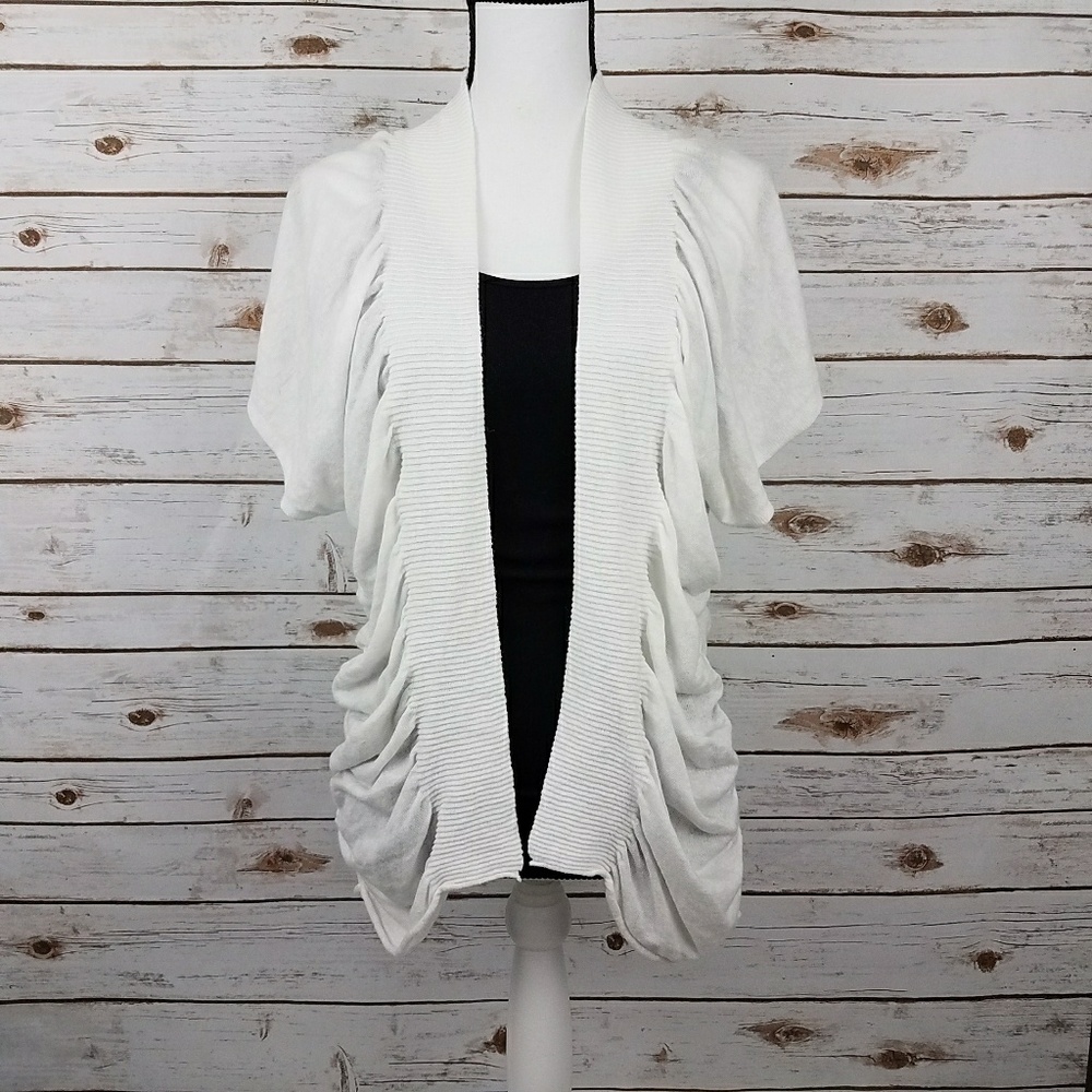 {BCBG} Lightweight White Short Sleeve Cardi-Small